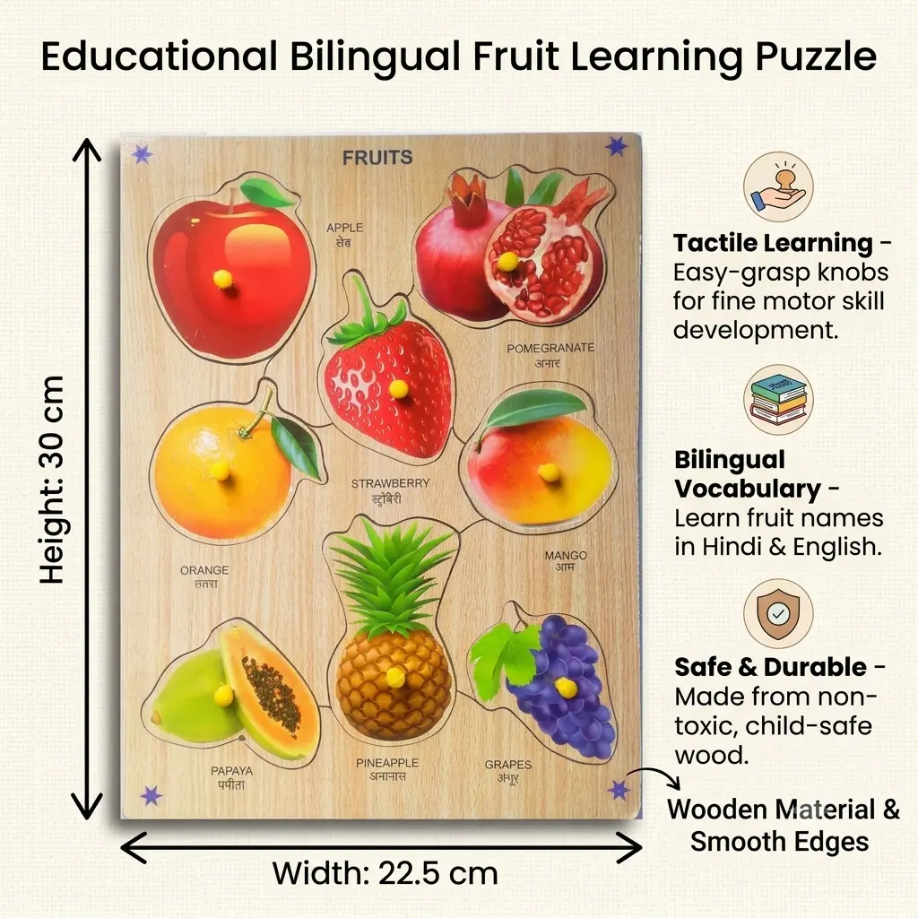 Bilingual Fruit Learning Wooden Board
