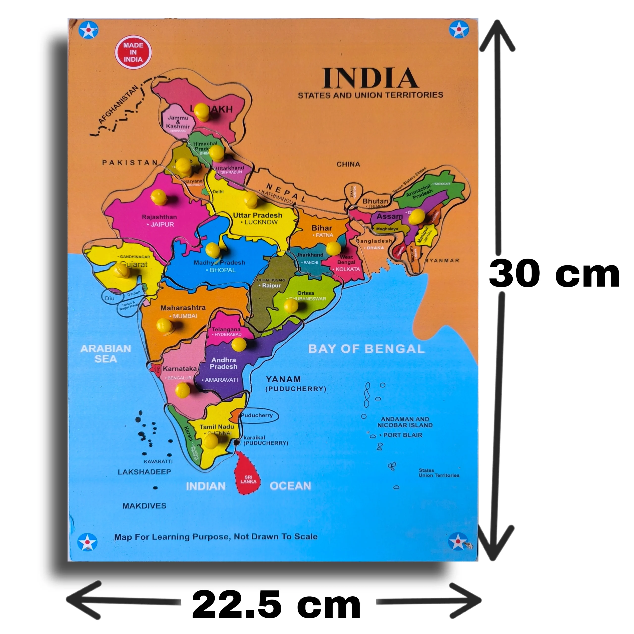 3D Wooden India MAP Puzzles Toys for Kids, India map Educational Learning Board Puzzle Toy - Image 4