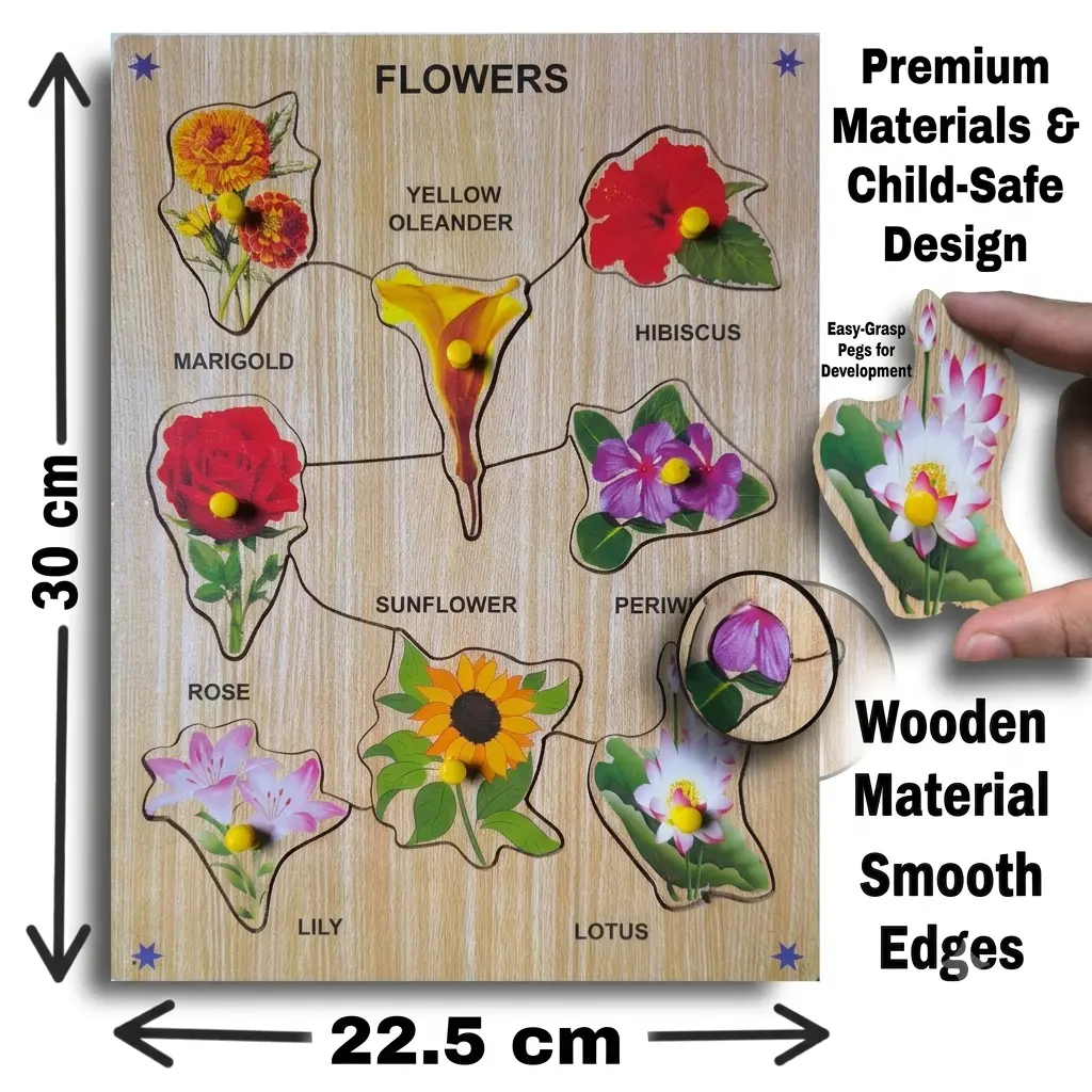 3D Wooden Flowers Puzzles Toys for Kids, Flowers Educational Learning Board Puzzle Toy - Image 2
