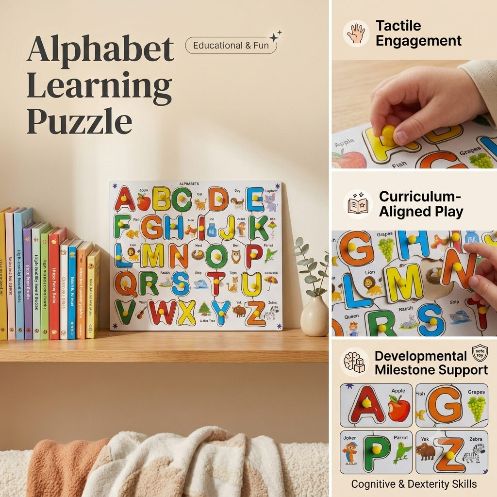 3D Wooden Alphabet Puzzles Toys for Kids, Alphabet Educational Learning Board Puzzle Toy - Image 2