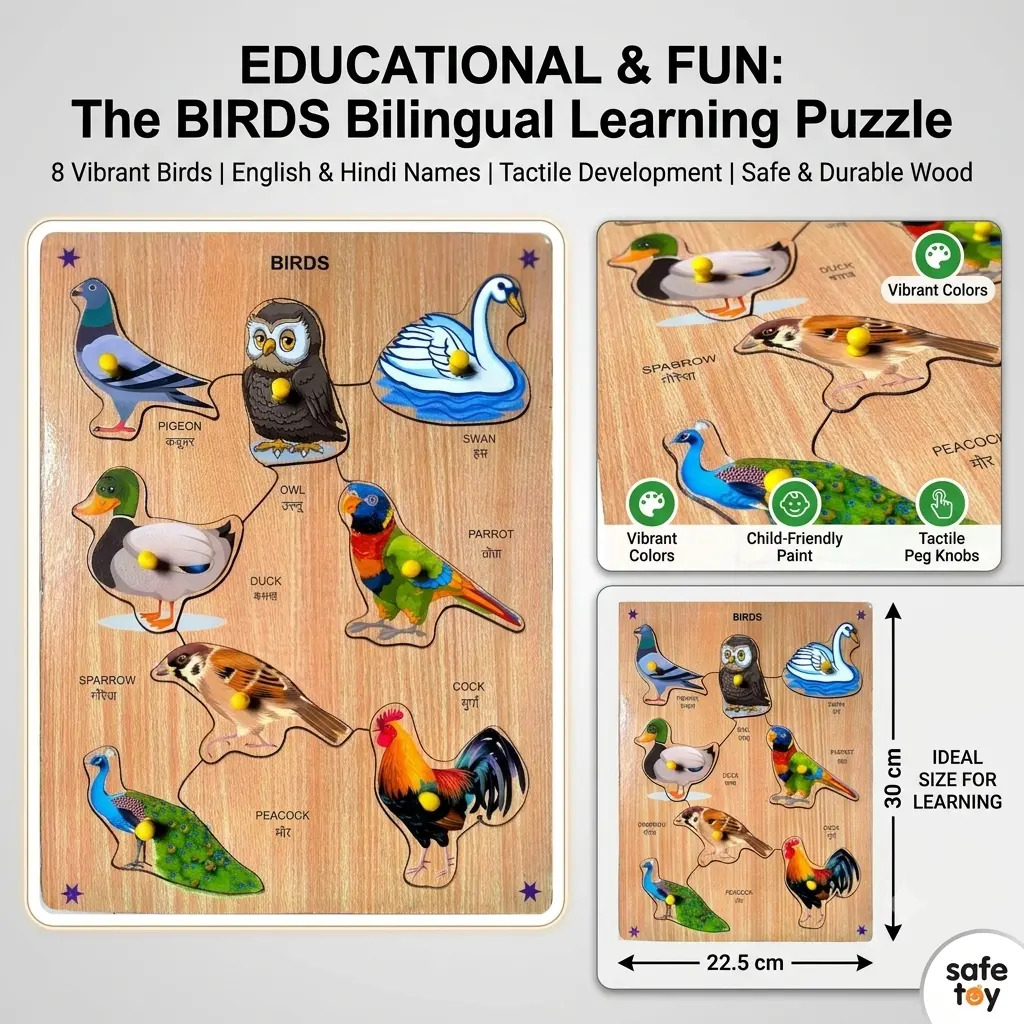 3D Wooden Birds Puzzles Toys for Kids, Birds Educational Learning Board Puzzle Toy - Image 2